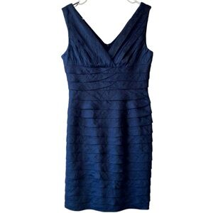 Adrianna Papell Navy Blue Sleeveless Midi Dress